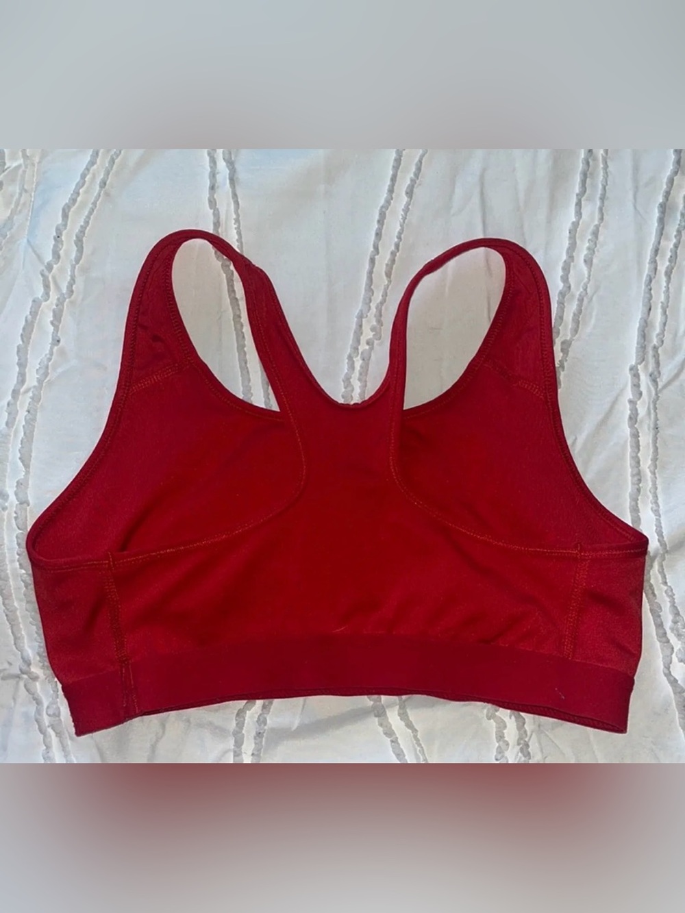 Nike Red Racerback Sports Bra with White Swoosh - Picture 2 of 3